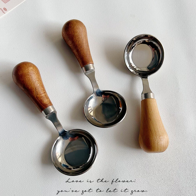 Cross-Border Wooden Handle Spoon Creative Children's Tableware Baby 304 Stainless Steel Deepened Flat-Bottom Soup and Rice Spoon Customizable with Logo