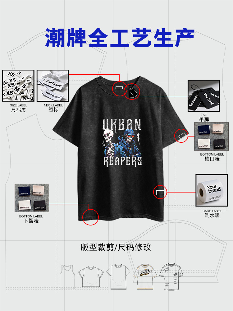 180g hombre camiseta de comercio exterior de manga corta placa de luz marca de moda personalizada ropa de hombre ropa de clase juvenil ropa de grupo para niños de manga corta verano