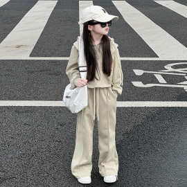 女童套装秋季2026洋气新款时髦儿童运动两件套连帽卫衣百搭休闲裤
