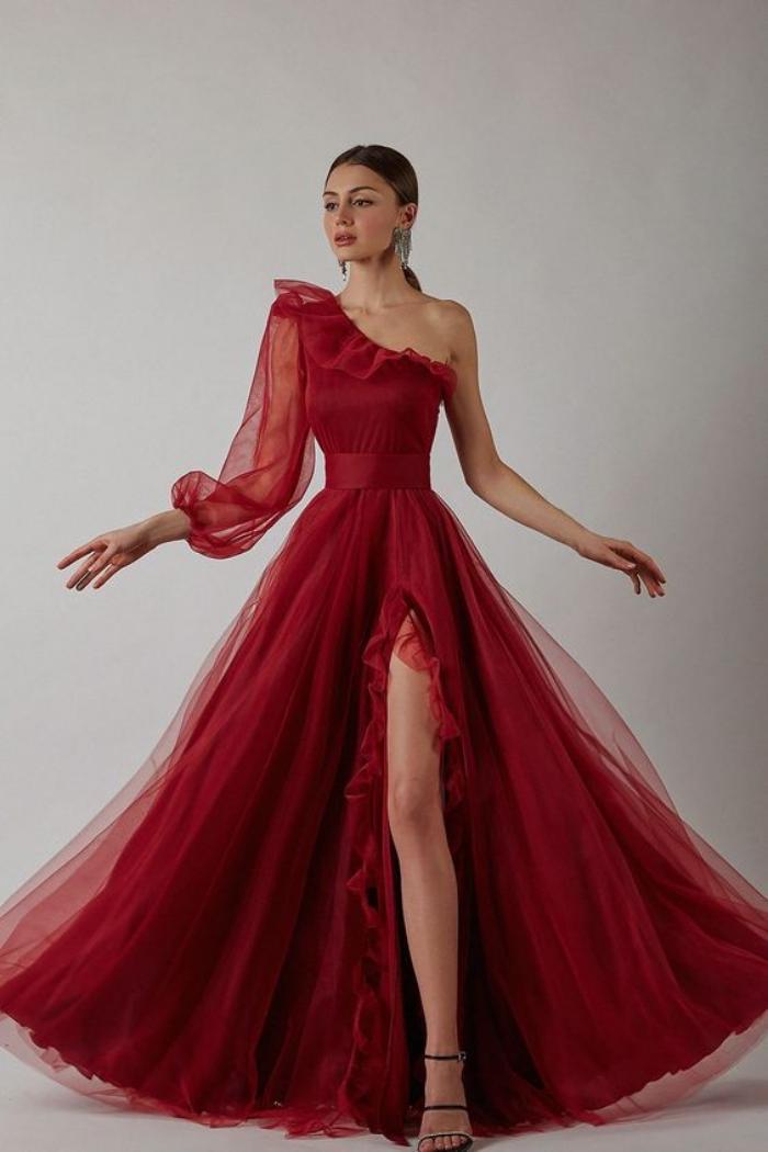 Vestido de noche de pasarela con abertura y un solo hombro, estilo europeo y americano, sexy, de manga larga, novedad de verano 2026 image 8
