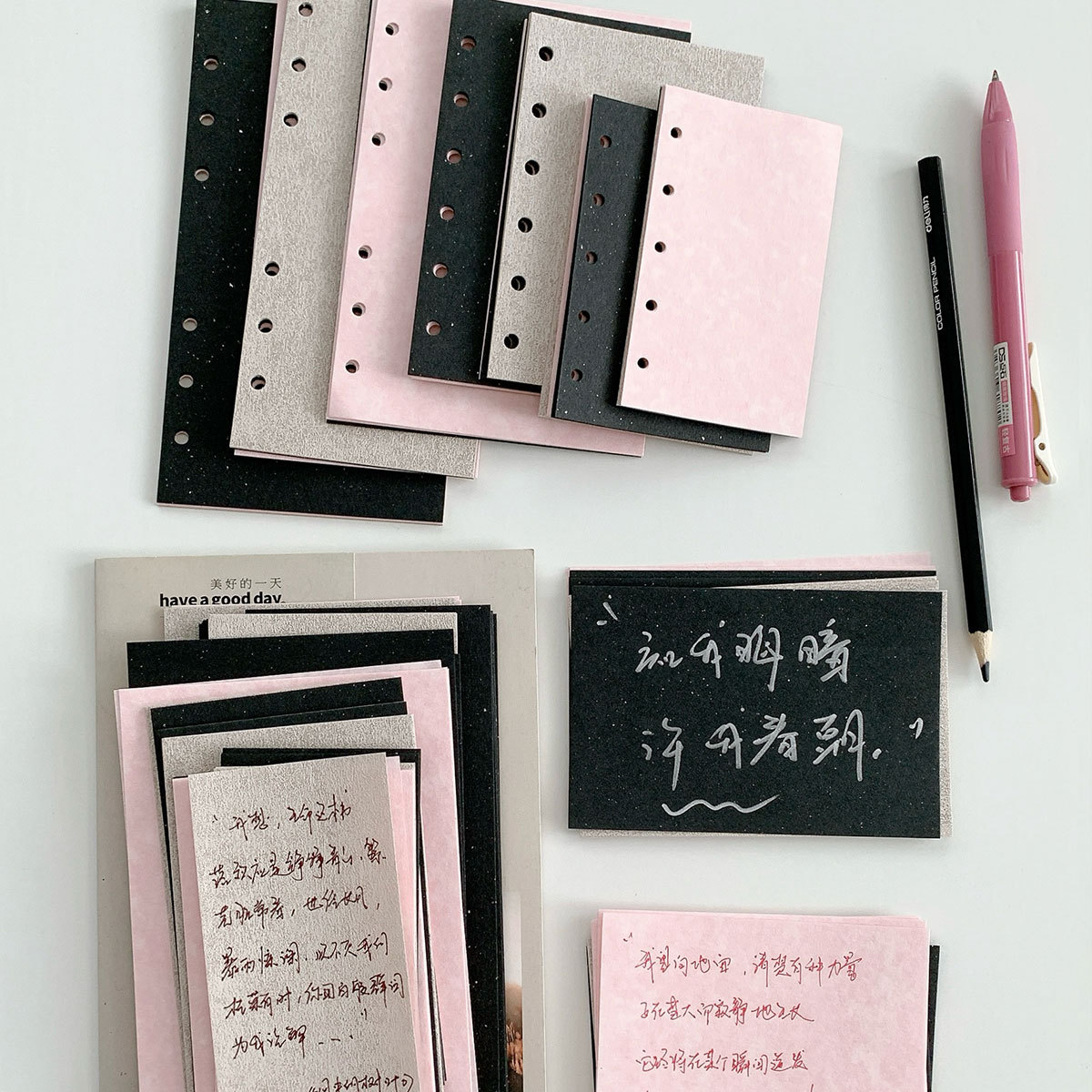 灰烬蔷薇手帐A6slimA7M5手账活页本内页内芯混合素材特种纸便签本