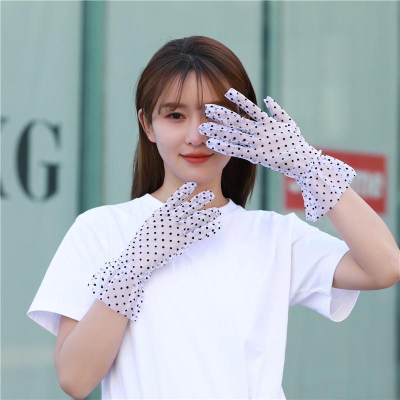 Sexy black short lace breathable gloves