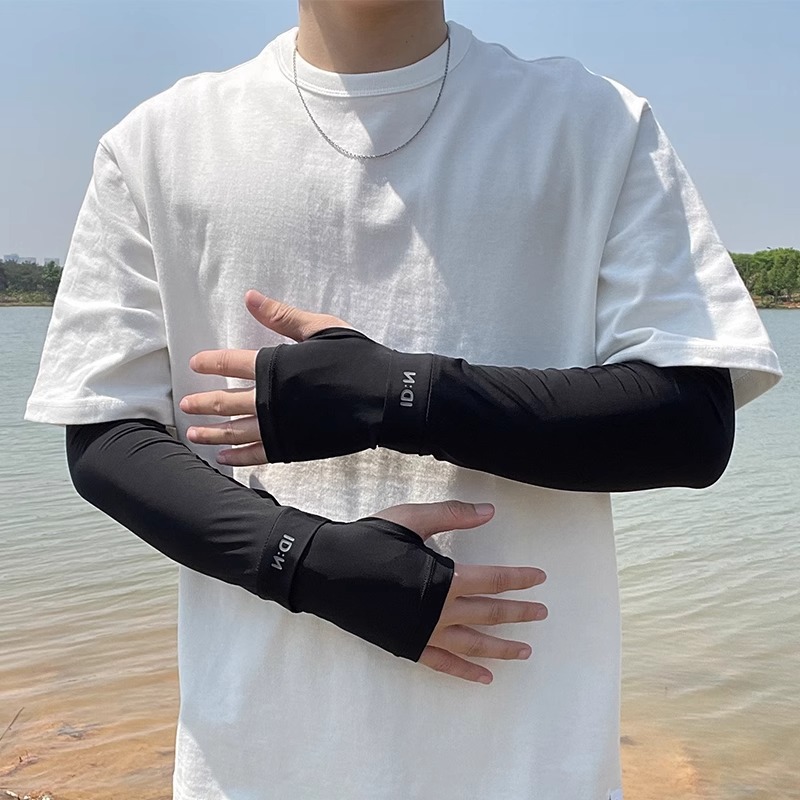 Mangas de hielo de protección solar hombres mangas de mano de verano, seda de hielo, mangas frías sueltas al aire libre hombres guantes de pesca de verano grandes