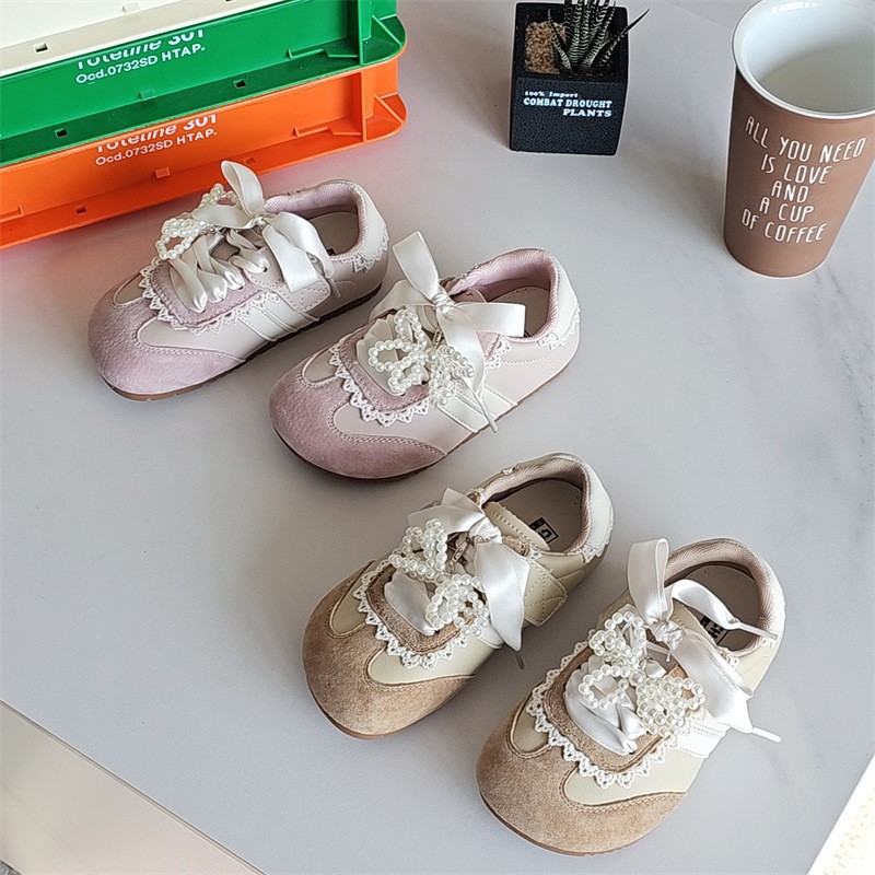 Scarpe sportive da bambina in stile coreano con lacci di perle, scarpe da allenamento tedesche per neonati e bambini piccoli, novità primavera autunno, calzature per bambini_voghion.com
