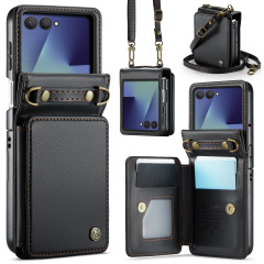 Samsung Z Flip7 携帯電話レザーケース、新しい Z FLIP 30% off スタック携帯電話ケース、斜めカード保護カバーに適しています。