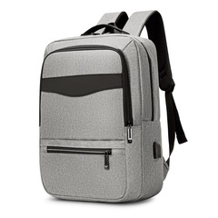 2023新款男士簡約牛津布雙肩包 USB充電口電腦包雙背包批發