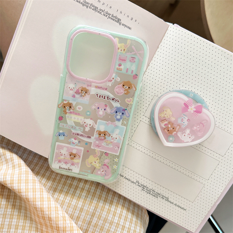 闪片粉蓝甜品兔磁吸支架适用iPhone16苹果15ProMax/14/13手机壳女|undefined