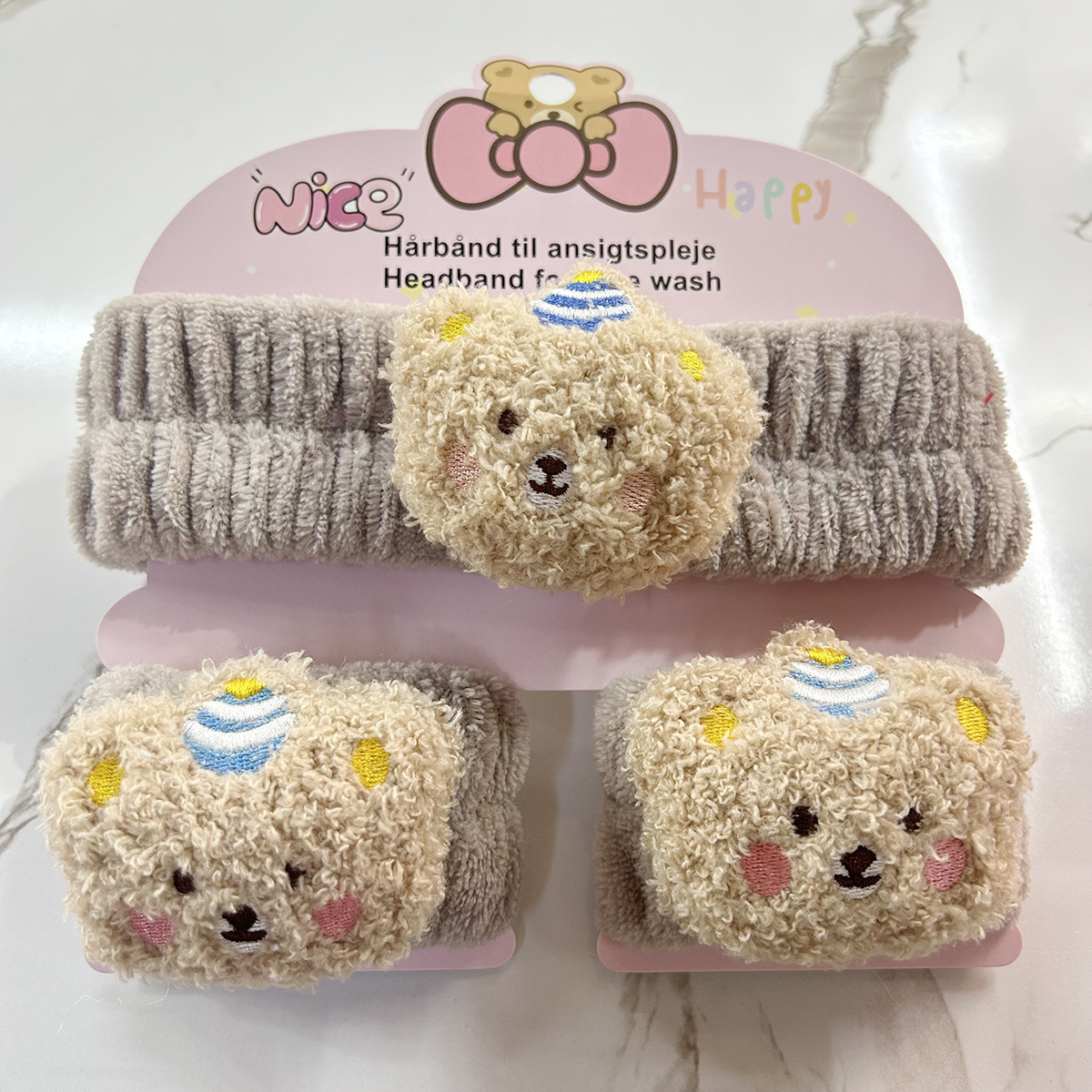 Banda de cabello de moda con tarjeta de papel dulce decoración de animales pequeños de peluche de lavado banda de cabello de dibujos animados correa de muñeca tridimensional