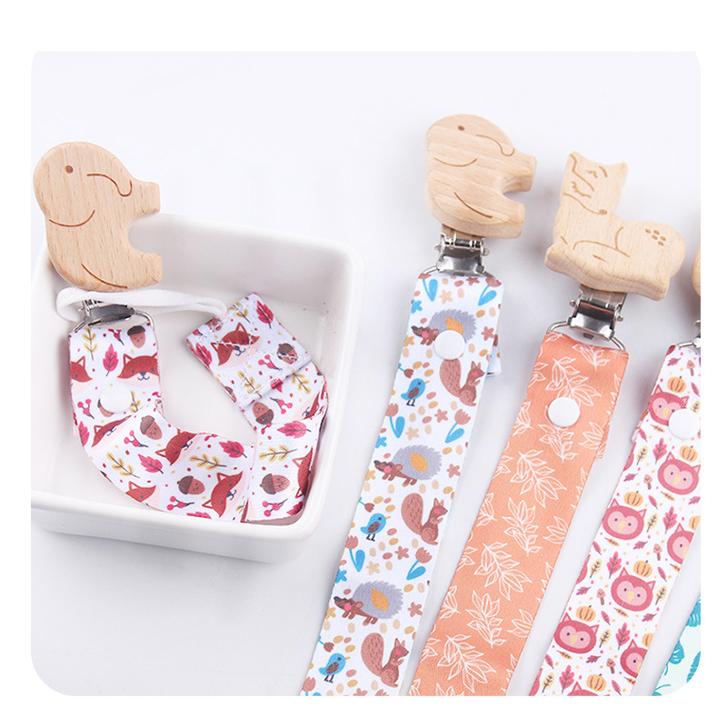 Nuevos productos para bebés de dibujos animados animales de beech chupeta clips desmontable larga cadena de chupeta de tela cadena anti-caída