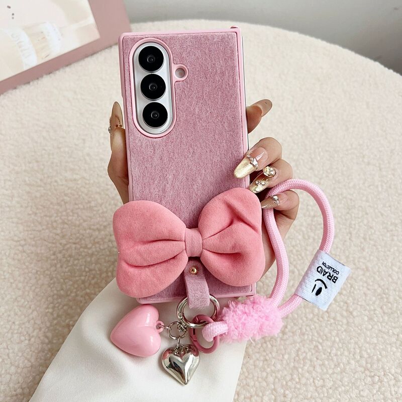 Mink Plush Suitable for Samsung Zfold7 Mobile Phone Case Foldableing Screen Zfold6/5/4/3 Heart Pendant Protective Cover Mink Plush Suitable for Samsung Zfold7 Mobile Phone Case Foldableing Screen Zfold6/5/4/3 Heart Pendant Protective Cover