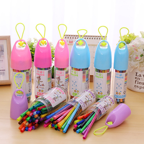 New cartoon cute student creative washable watercolor pens for children and students graffiti painting color brushes stationery batch