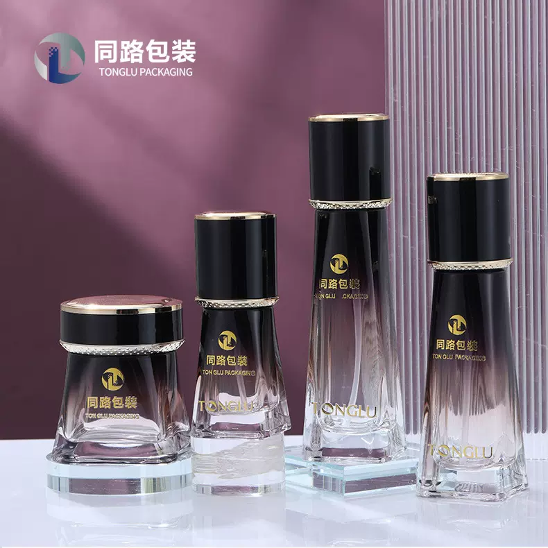 厂家直销高档化妆品玻璃套装乳液水乳分装玻璃瓶膏霜护肤品套装