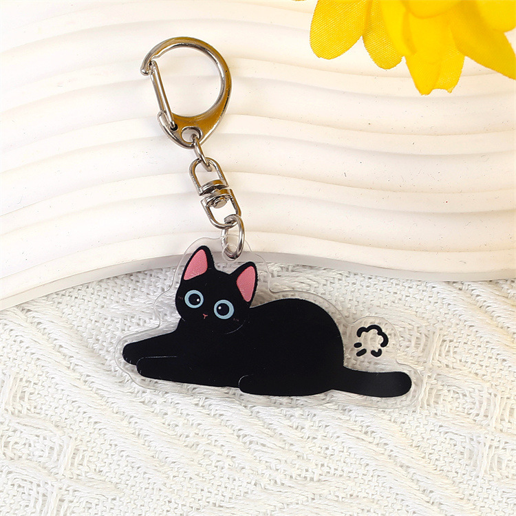アニメ猫アクリルキーホルダーかわいい黒猫ペンダント国潮タヌキ猫キーホルダーかばんストラップ|undefined