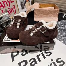 2025年冬季新款棉鞋韩版纯色男女童勃肯鞋加厚保暖魔术贴童鞋子