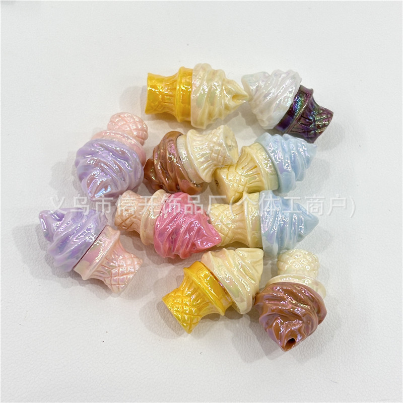 带孔树脂立体冰激凌串珠笔配件 手机钥匙包链diy手工散珠饰品材料|undefined