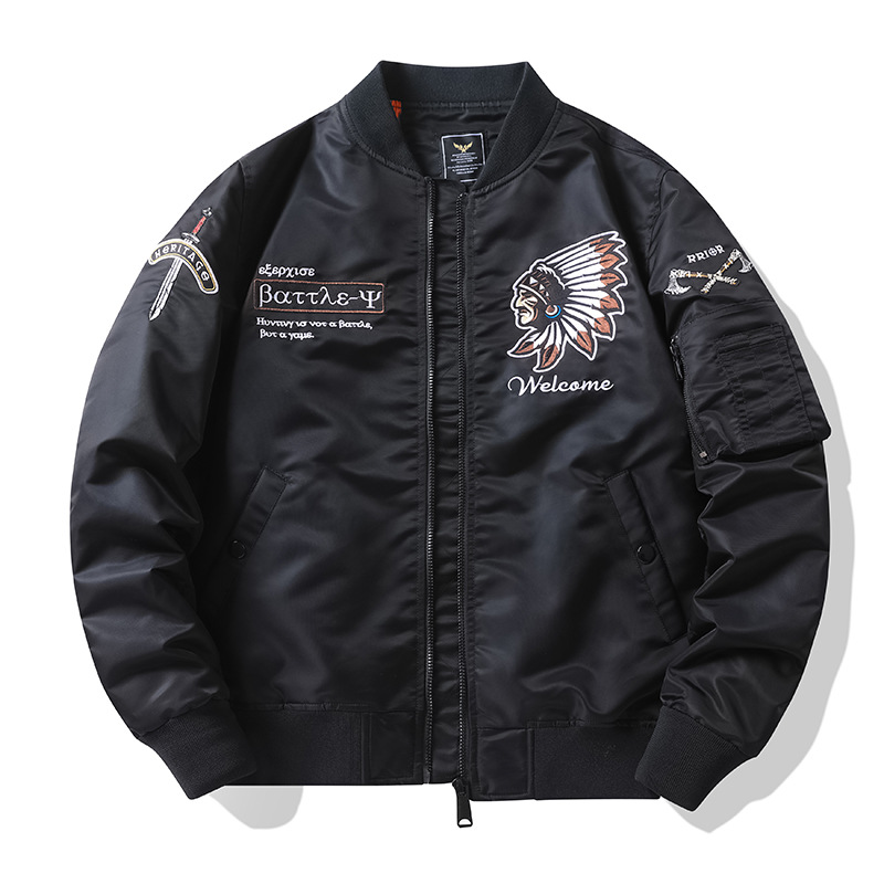 Men's clothing Jacket men's spring and autumn retro stand collar loose casual long sleeve workwear pilot jacket baseball jacket men_voghion.com