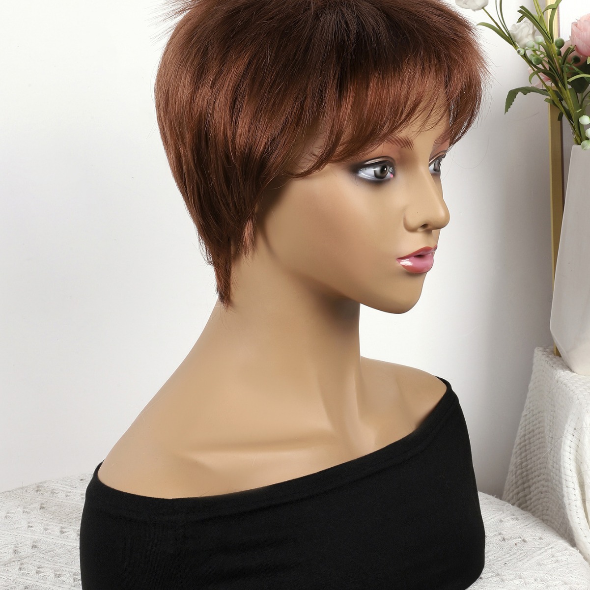 Cabeza de bob de fibra química al por mayor peluca de pelo de estudiante mecanismo de peluca cubierta de cabeza