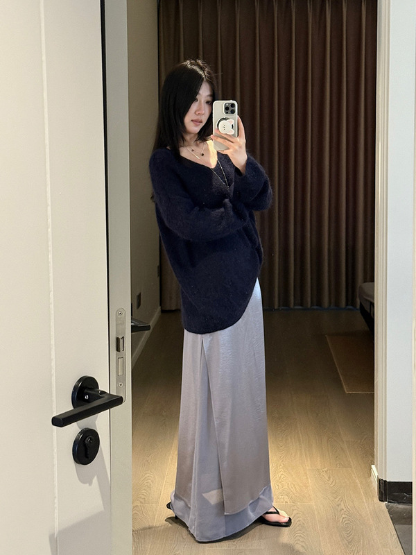 FOX ROOM 双层设计感温柔半身裙2025秋季新款飘逸拼接长裙Y107|undefined