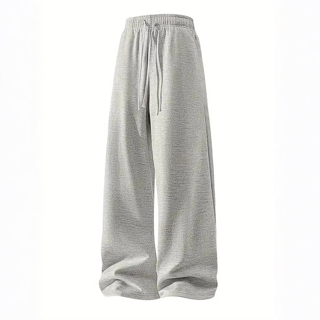 Men's Straight-Leg Pants – Vintage-Inspired Polyester Trousers With Adjustable Drawstring (Unisex Streetwear Style)_viptrois.com