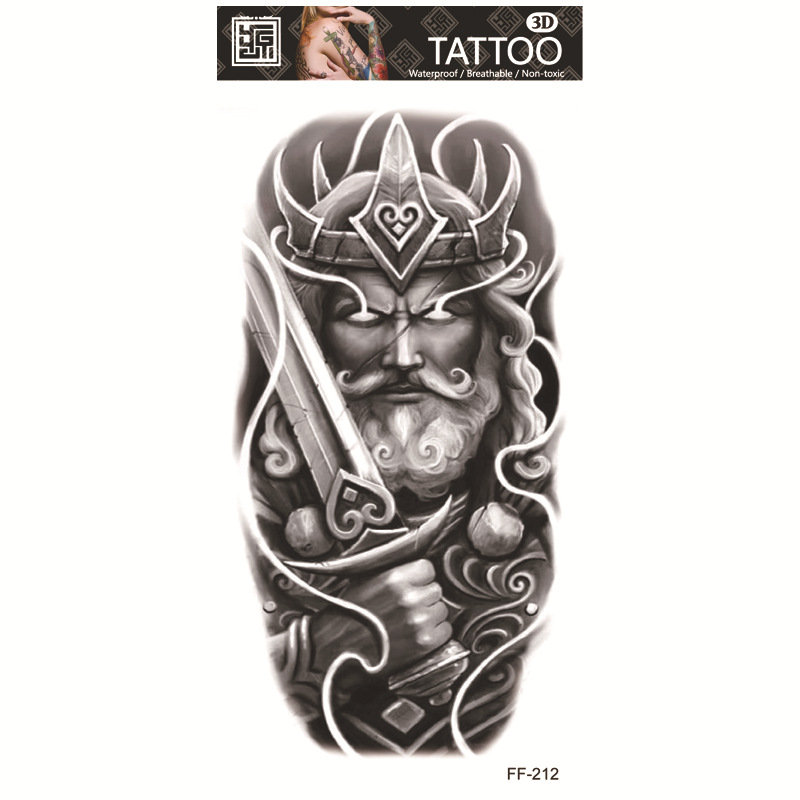 Yuanhua fábrica de pegatinas de tatuaje a prueba de agua en stock al por mayor cabeza de Lobo tótem texto árabe tatuaje pegatinas suministro transfronterizo