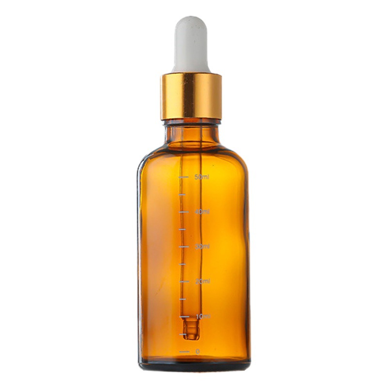 En stock Botella de aceite esencial marrón Botella cuentagotas de 10ml Botella vacía Botella cosmética de vidrio azul Botella secundaria de escala de 30ml