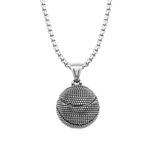 Cross-border European and American punk hip-hop rock sports style solid basketball necklace trendy men's titanium steel pendant couple pendant