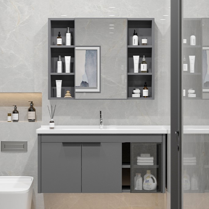 Baño espacio gabinete de baño de aluminio combinación cerámica integral lavabo lavabo lavabo lavabo Guangdong lavabo