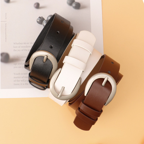 Fashionable versatile women's belt simple Korean style high-end needle buckle belt for women to match jeans