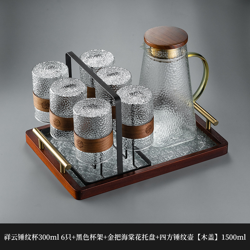 Nuevo chino patrón vertical taza de vidrio hogar de alta temperatura resistente taza de té hervidor de agua traje taza de beber anti-escaldado sala de estar hospitalidad