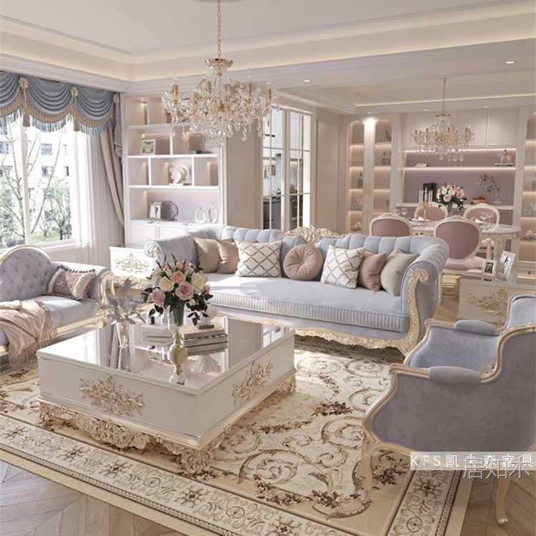 French-Style Light Luxury Solid Wood Carved Dining Table, Luxurious Large-Sized Palace-Style Retro Dining Table and Chair Set for Villa with Large Flat Floor