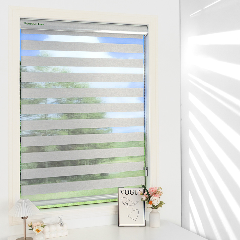 Sylshinehome Roller Blinds Waterproof Semi-Shading Blinds Zebra Blinds Sunshade Electric Curtains Cordless Soft Gauze Curtains