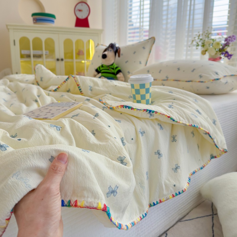 Hilo antibacteriano de doble capa edredón de verano edredón fresco de verano dormitorio pequeño fresco edredón de aire acondicionado lavable a máquina edredón fino
