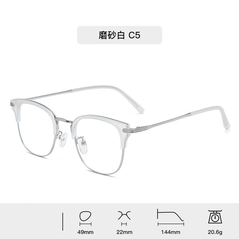 Moda de metal para hombres marcos de gafas comerciales lujosos anti-luz azul gafas de miopía TR90 con espejos de luz