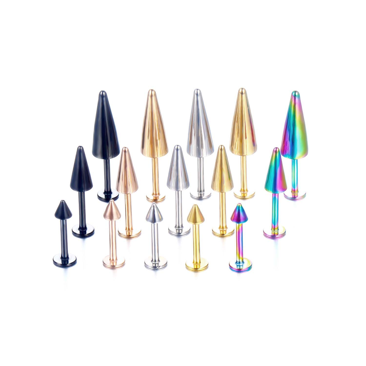 Fashion Rhombus Conical Stainless Steel lip stud 1 Piece