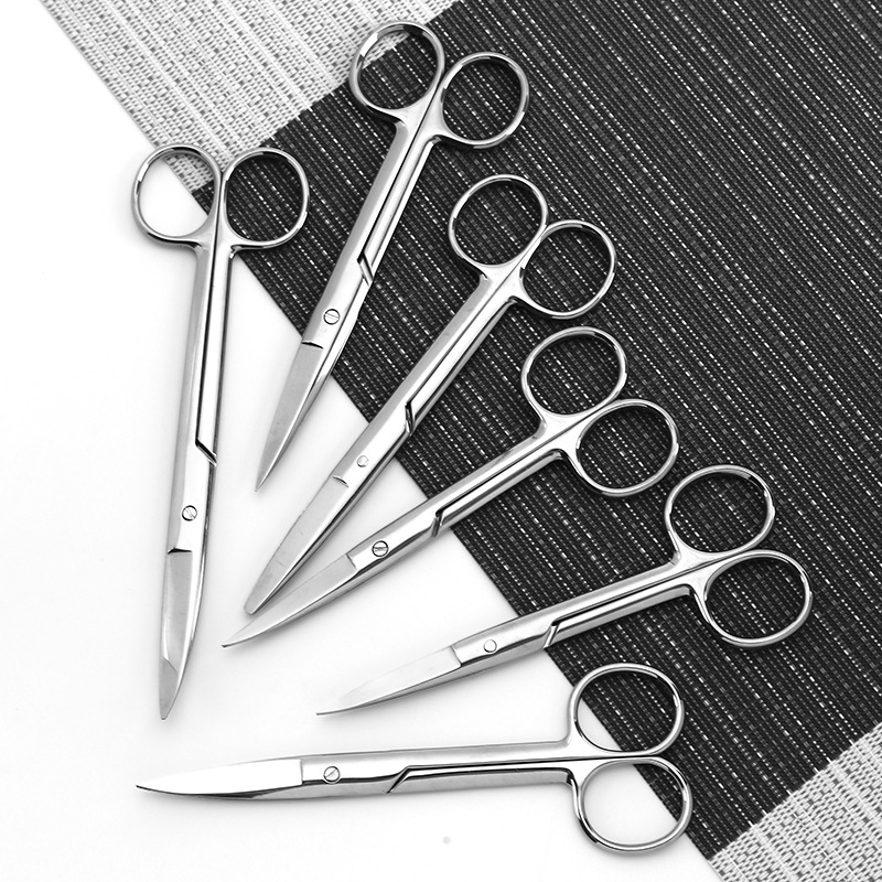 Stainless steel large curved scissors double eyelid sticker scissors for makeup artists 14cm large curved scissors beauty makeup tool scissors wholesale