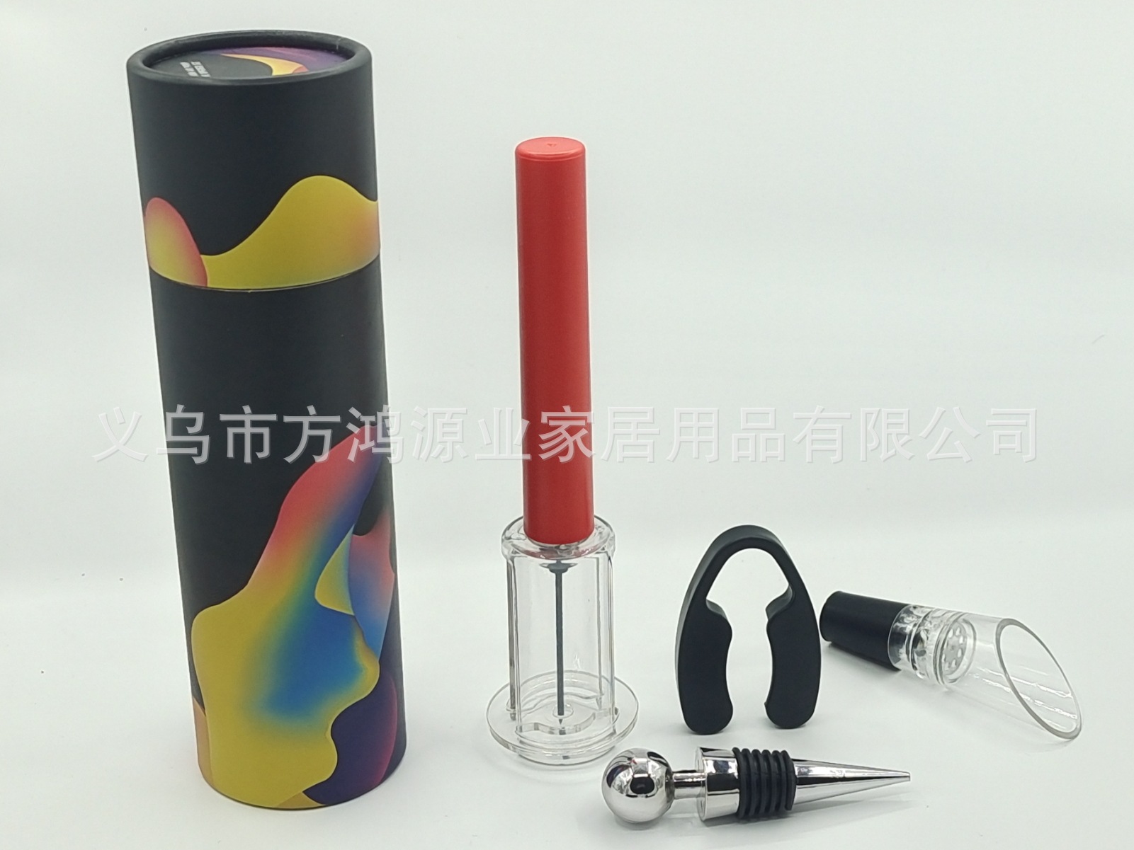 Traje de abridor de botellas de presión de aire transfronterizo cilindro de tubo de aluminio juego de vino de cuatro piezas traje de caja de regalo fabricante de abridor de botellas de vino