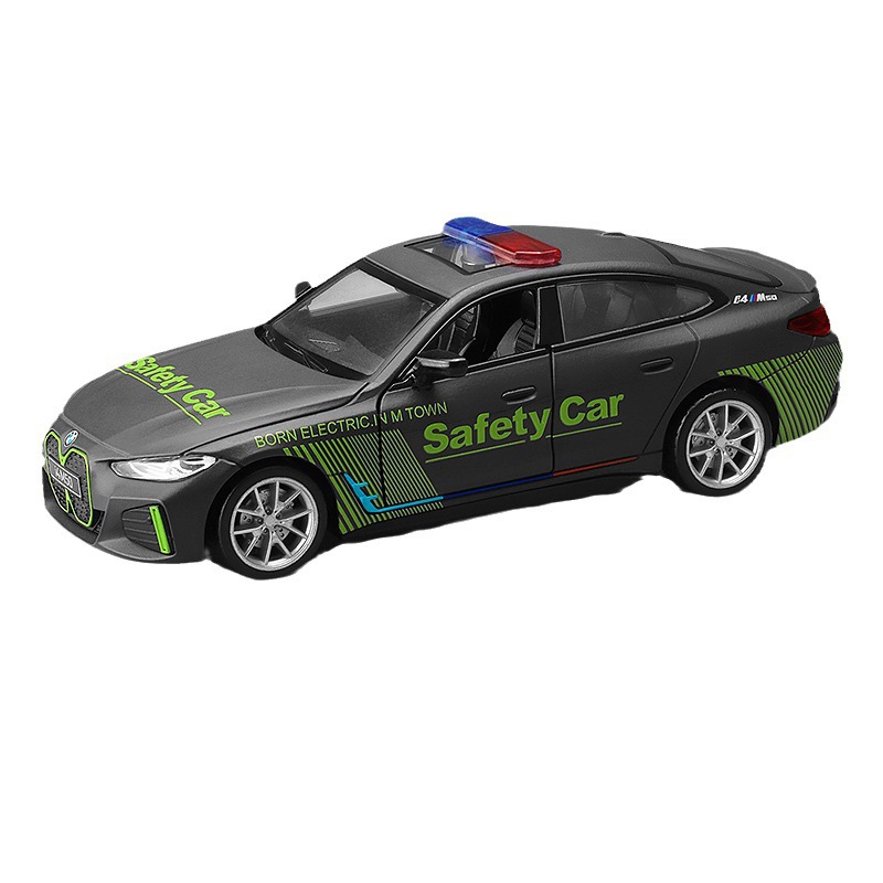 Modelo de coche de aleación caipo 1:34 BMW I4 coche de seguridad Tire hacia atrás el sonido y la luz de la puerta abierta coche de juguete modelo de música adornos