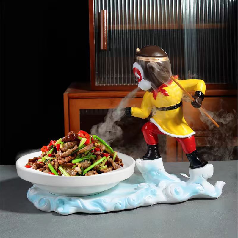 Internet Red Hotel Artistic Conception Dry Ice Tableware Monkey King Personality Restaurant Theme Featured Dinner Plate Restaurant Creative Plate