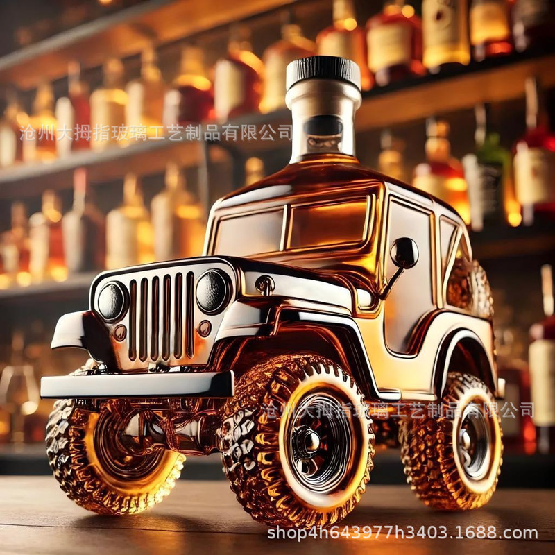 高硼硅玻璃泡酒瓶汽车威士忌酒瓶 Jeep Whiskey Bottle吉普醒酒器|undefined