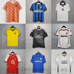 卸売サッカーユニフォームジャージクラシックレトロドイツオランダイングランドブラジルレアルマドリードマンチェスターユナイテッドアーセナルチェルシー