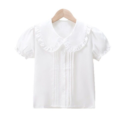 Girls 'white short-sleeved shirt summer college style cotton shirt CUHK children's performance primary school students' campus class clothes