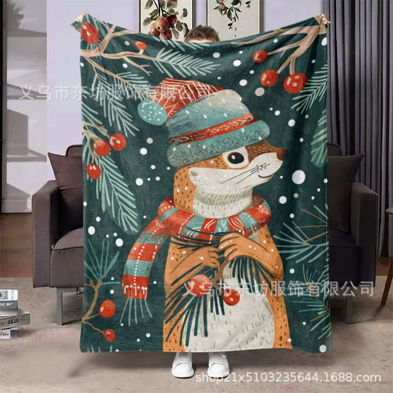 Рождественский мультяшный зверек милый и милый праздничный подарок одеяло ленивый должен быть дома