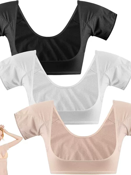 In-stock cross-border milk silk underarm sweat-absorbing pad vest, mesh quick-dry short-sleeve breathable sweat-proof birdseye fabric style