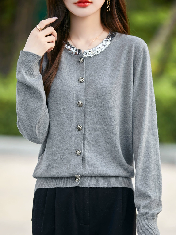Design sweater, demi-season jacket, woolen cardigan, french style, trend of season