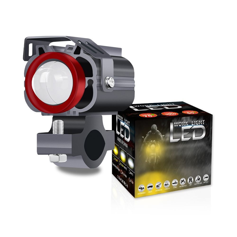 Cross-border hot-selling LED motorcycle electric tricycle spotlight, dual-color yellow-white front light, modified 9-85V