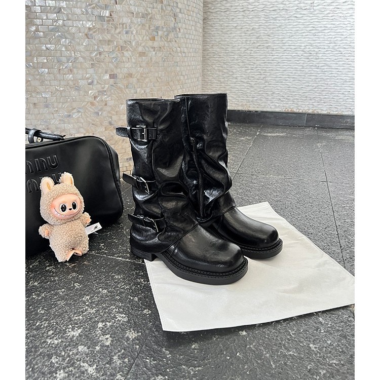 镇店之宝2025新款秋冬百搭加绒厚底增高骑士长靴女中高筒裤管靴子