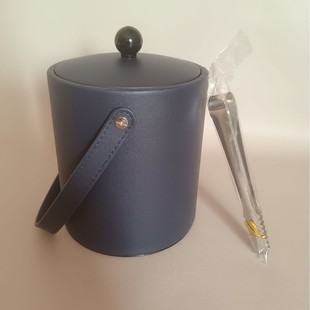 Hotel Room Pu Leather Products Pu Ice Bucket Hotel Bar Supplies Stainless Steel Leather Ice Bucket Round with Lid