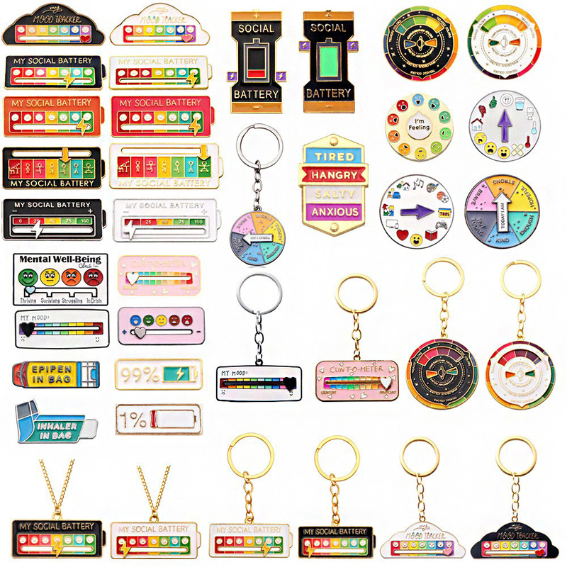 My Social Battery Brooch Creative Letter Pointer Rotatable Emotion Management Badge Emotion Management Brooch My Social Battery Brooch Creative Letter Pointer Rotatable Emotion Management Badge Emotion Management Brooch