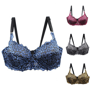 Cross-border European and American ultra-thin Cup sexy lace bra embroidered DE cup large bra fat women's underwear foreign trade Amazon