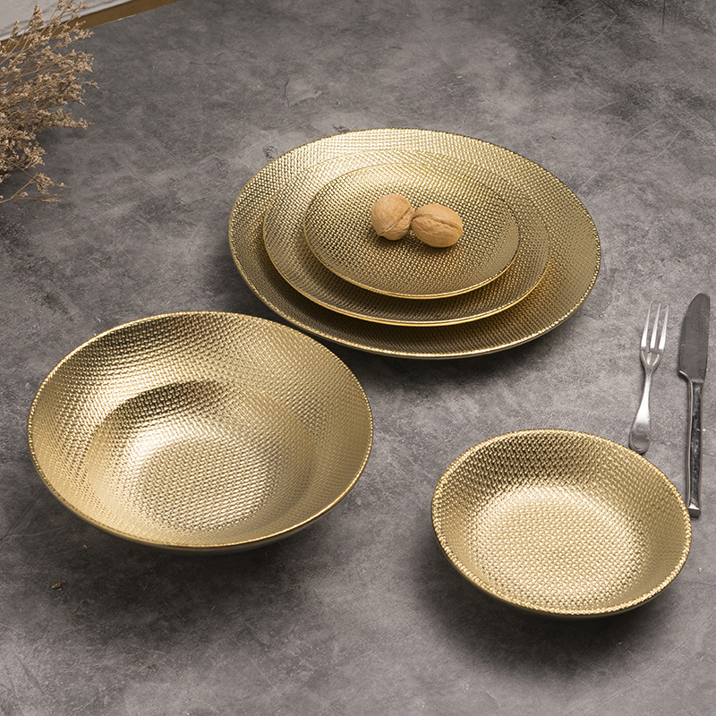 Platos de cerámica Placas de oro de porcelana Vajilla de lujo